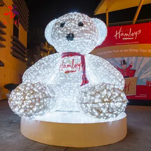 ตกแต่งสวนตกแต่ง LED คริสต์มาสวันหยุดตกแต่งยักษ์ LED 3D หมีคริสต์มาสกลางแจ้งแสงสำหรับห้างสรรพสินค้า