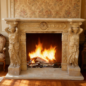Chimenea <span class=keywords><strong>de</strong></span> <span class=keywords><strong>Diseño</strong></span> Moderno Hecha a Medida para Villa con Función <span class=keywords><strong>de</strong></span> Calefacción <span class=keywords><strong>de</strong></span> Mármol, Columna con Estatua <span class=keywords><strong>de</strong></span> Dama y Control Remoto para Uso en Interiores - Product Image 4