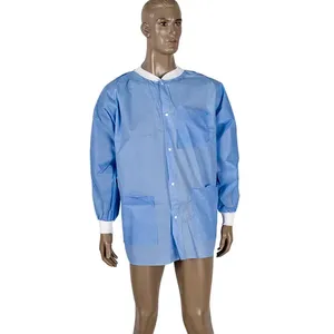 Хит продаж, короткое хирургическое лабораторное пальто, одноразовое лабораторное платье, одноразовые платья из полипропилена