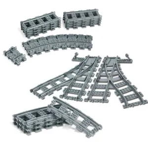 DELO TOYS Plastic toys building blocks bricks bulk parts train track set (64022)