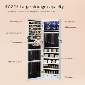 <span class=keywords><strong>Armoire</strong></span> <span class=keywords><strong>à</strong></span> <span class=keywords><strong>bijoux</strong></span> <span class=keywords><strong>SONGMICS</strong></span> blanche avec miroir, verrouillable, 6 LED, réglable, <span class=keywords><strong>à</strong></span> fixer au mur - Product Image 4