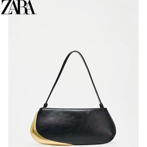 Nuevo bolso de mano en forma de media luna en contraste negro y dorado para <span class=keywords><strong>mujer</strong></span> de ZA para llevar tanto como un bolso de mano como un bolso cruzado. - Product Image 1