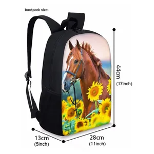 <strong>Horse</strong> Pattern 3D Cartoon Polyester <strong>Backpack</strong> for Boys and Girls 20-35L School Bag - Product Image 2