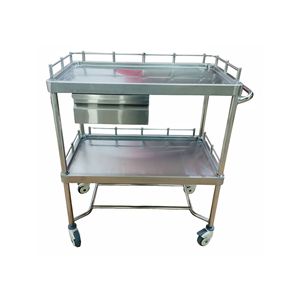 Red Star Stainless Steel Double Layer Treatment <b>Trolley</b> 730x430x830 Nursing Medical Storage Cart With Drawers - Product Image 1