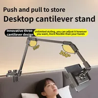 Support de téléphone pliable et réglable, rotation à 360°, bras métallique, pince de fixation, support de bureau et de lit pour tablette