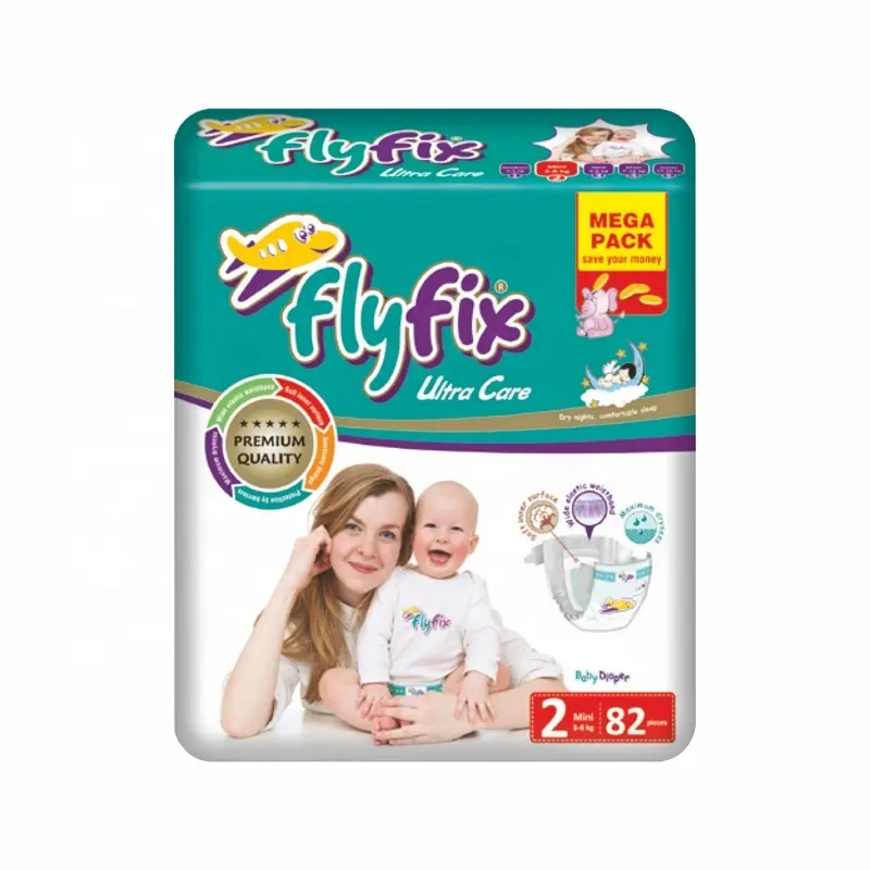 Flyfix popok bayi, kualitas Premium Mega Series Turki kualitas tinggi lembut dan kering popok bayi penyerapan tinggi