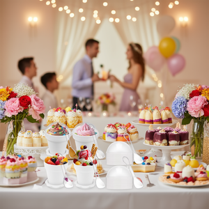 Ensemble de gobelets à dessert en plastique de 98 mm avec couvercles pour crème glacée, pâtisserie, pudding, mariage, fête d'anniversaire, service de 140 pièces - Product Image 2