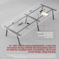 Mesa de Conferencia Moderna de Acero HYZ-217X con Combinación de Sillas para 12 Personas, Escritorio Multiusos para Oficina