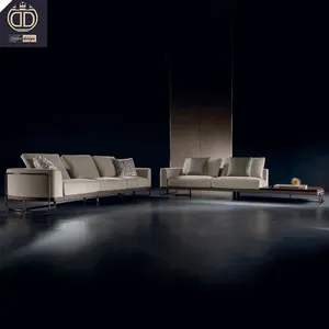 Luxuoso couro moderno tamanho grande sofá secional L forma grande sofá conjunto sala sofá