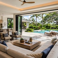 Porte pliante en aluminium de haute qualité avec vue panoramique, étanche, coupe-vent, verre trempé Low-E pour patio, jardin, villa