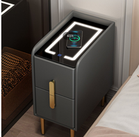 Table de chevet en bois intelligente moderne lumière LED USB charge sans fil haut-parleur Bluetooth tiroir caché pour tables de chevet de chambre