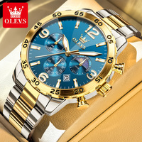 Montre numérique à quartz sport OLEVS 3678 pour homme, logo personnalisé, multifonctionnelle, étanche, chronographe, phase de lune, lumineuse