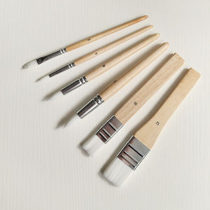 Ensemble de pinceaux de dessin d'artiste en <span class=keywords><strong>bois</strong></span> professionnel 6 pièces pinceaux d'aquarelle en Nylon blanc à bâton court pour la peinture à l'aquarelle - Product Image 2