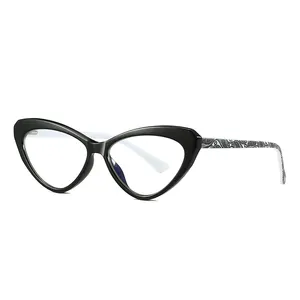MORESE 2075 Luxury Silk Screen Printing Blue Light Blocking Computer Cat Eye Frames Glasses Optical Eyewear Eyeglasses