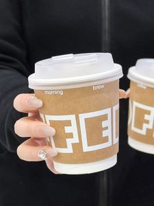 Vaso de Papel Desechable para Café Latte con Diseño de Logotipo JN, para Bebidas Calientes, Doble Pared Aislante, Vaso de Papel Grueso para Té Boba, Biodegradable - Product Image 2