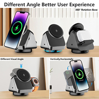 Estación de carga giratoria para auriculares, reloj y teléfono celular, de la marca Anfuyou, premium, nueva, moderna, con cargador inalámbrico magnético 3 en 1 de 15W de carga rápida.