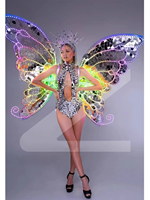 Yeni teknoloji glow-in-the-koyu renk değiştiren LED kelebek Showpiece sahne dans 100% Polyester yetişkin kadın kraliçe günü savurgan
