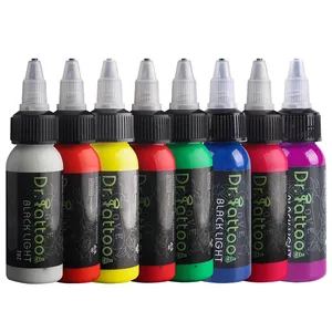 UV Tattoo Inks Pigment 8 Colors Semi-Permanent Microblading Easy Coloring Body Purple Light Fluorescent Tattoo