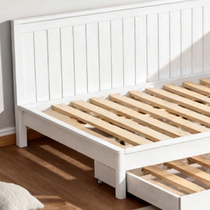 <span class=keywords><strong>Lit</strong></span> de sol <span class=keywords><strong>Montessori</strong></span> en bois blanc avec tiroirs de rangement pour enfants et tout-petits - Product Image 2