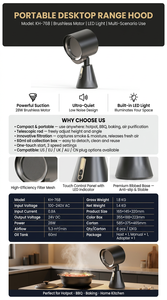 Campana Extractora <span class=keywords><strong>de</strong></span> Humo y Aceite para <span class=keywords><strong>Cocina</strong></span>, Mini, Portátil, Eficiente Energéticamente, para Espacios Pequeños, en Casa, Hotel, Exteriores y Autocaravanas - Product Image 3