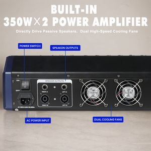 KV60 Power Audio Mixer 350W 6-Channel Console Mixing 99 DSP Effects USB <strong>Interface</strong> <strong>DJ</strong> <strong>Controller</strong> Stage - Product Image 4