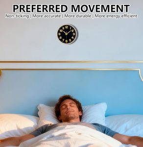 <span class=keywords><strong>Orologio</strong></span> da <span class=keywords><strong>Parete</strong></span> Analogico Moderno Silenzioso Senza Ticchettio con Display <span class=keywords><strong>a</strong></span> Lancette Nero Oro Numeri Grandi Facili da Leggere Certificato CE RoHS - Product Image 3