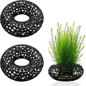 Nascondiglio Rotondo in Plastica Nera per Gamberetti, Decorazione per Acquario 8*8*2.5CM, Caverna per Gamberetti e Pesci <span class=keywords><strong>Betta</strong></span> - Product Image 1