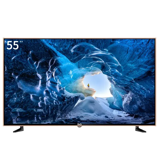 DQ TV-sıcak satış gerçek 4K UHD 55 inç led tv akıllı televizyon ile android ve wifi temperli cam akıllı tv