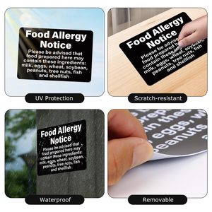 Panneau d'avertissement d'<span class=keywords><strong>allergie</strong></span> alimentaire, 10 x 7 pouces, en aluminium antirouille pour les restaurants commerciaux, résistant aux intempéries, résistant à la décoloration, facile à monter. - Product Image 4