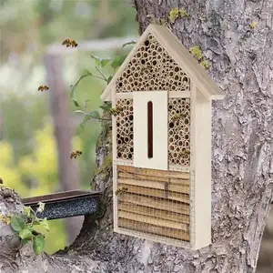 Wooden Insect Bee Butterfly House Natural Elderberry Bee Hotel Bee Hive Garden Tool Decoration Nests Box Beekeeping Nests