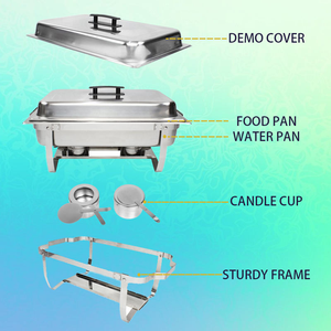 Juego de Recipientes para Buffet de Hotel de Acero Inoxidable de Alta Calidad, con Capacidad de 9L, Funciona con Gas, Diseño con Borde Enrollado en Dorado/Plateado - Product Image 6