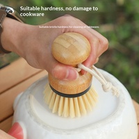 Brosse de nettoyage manuelle créative en bambou pour la cuisine domestique, avec tête de tampon en bois, pour récurer les casseroles et laver la vaisselle