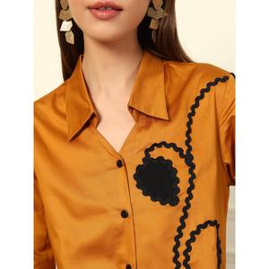 Camisa de Algodón con Paneles DEEBACO para Mujer, Mangas 3/4, Cuello Abierto, Cierre de Botones, Estilo Casual, para Fiesta, Primavera - Product Image 2