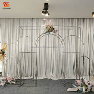 ฉากหลังงานแต่งงานสแตนเลสสตีลขนาดใหญ่ 9 ชิ้น ดีไซน์หรูหรา พร้อมขาตั้งโค้งลายกระจกสีทอง/สีเงิน สำหรับใช้บนเวทีและประตู - Product Image 2