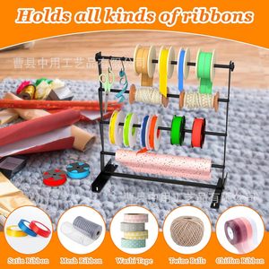 Estante de almacenamiento de cintas montado en la pared con soporte para papel de regalo, organizador de suministros para floristería y manualidades, acabado con recubrimiento en polvo - Product Image 4