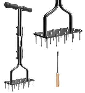 Aérateur de pelouse industriel en acier à pointes avec pointes de rechange, aérateur manuel pour pelouse et jardin, qualité industrielle - Product Image 1