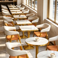 Juego de Muebles de Restaurante Modernos y Duraderos de Espuma de Alta Densidad, Sillas de Comedor, Mesa, Sillas de Restaurante, Muebles para Cafetería, Hotel, Cantina