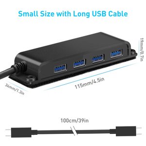 USB3.0 Super <strong>Speed</strong> 4-Port <strong>Hub</strong> Compatible with Phone Tablet PC Keyboard Card Reader &amp; Mobile HDD - Product Image 3