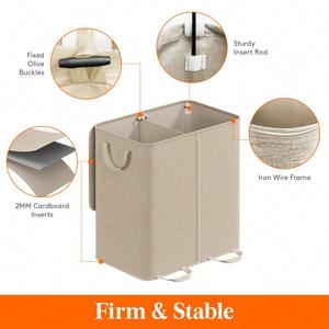 Double Laundry <b>Basket</b> with 2 Removable Bags 2 Section Laundry Bin with Handles for <b>Bathroom</b> Bedroom - Product Image 2