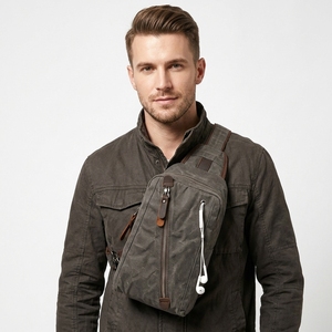 Borsa a tracolla mini <span class=keywords><strong>in</strong></span> tela stile coreano, convertibile <span class=keywords><strong>in</strong></span> zaino a 2 vie, multifunzionale, casual, piccola borsa da giorno per uomo R85 - Product Image 2