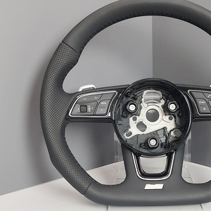 Volant chauffant haute performance en carbone brillant, Alcantara et bois, avec poignées ergonomiques, compatible <span class=keywords><strong>Audi</strong></span> TT TTRS R8 SQ RSQ <span class=keywords><strong>E</strong></span>-<span class=keywords><strong>Tron</strong></span> <span class=keywords><strong>GT</strong></span> - Product Image 3