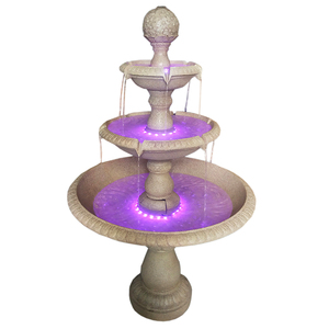 Decorazione da giardino in poliresina a 4 livelli con luce a led fontana da esterno in pietra fusa a più livelli - Product Image 2