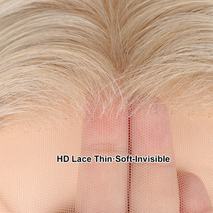 Perruque synthétique Julianna résistante à la chaleur, lisse, ondulée, avec mèches blondes, dentelle HD 13x6, dentelle frontale - Product Image 3