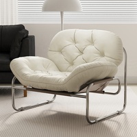 Sofá cama de lujo de cuero, silla de Hotel nórdico perezoso, sofá de Metal huevo interior, sofá seccional moderno para el hogar, muebles de sala de estar