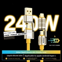 Câble de charge 4-en-1 en alliage de zinc Type-C super rapide 240W pour ordinateurs portables, compatible avec les câbles de charge rapide OPPO et vivo