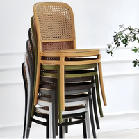 Chaise de salle à manger moderne empilable nordique en tissu bicolore mobilier de salle à manger restaurant chaises d'extérieur