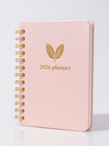 Custom <strong>Spiral</strong> <strong>Notebook</strong> with Paper Cover UV Printed Pink Gold Coil and Smooth Writing Pages for Students and Office Use - Product Image 2
