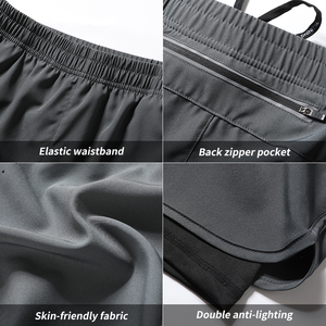 Celana Pendek Olahraga Pria Elastis Tinggi Cepat Kering 2 in 1 untuk Jogging, Gym, dan Lari Maraton - Product Image 6