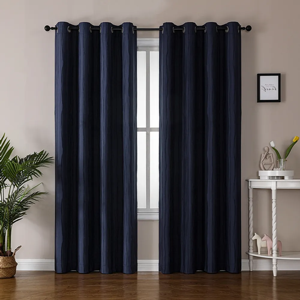 OWENIE-cortina opaca térmica para hotel, ojal azul oscuro, cortinas modernas para ventana de casa para el hogar