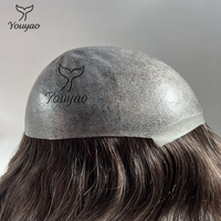 Rambut Palsu Pria Premium Tahan Lama 0.06-0.08mm Kulit Tipis Rambut Asli India Remy Siap Kirim